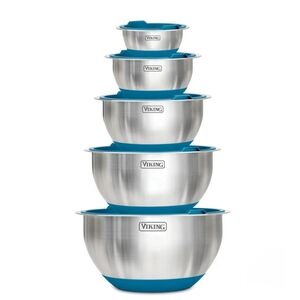 Viking 10-PC Stainless Steel Mixing Bowl Set w/Lids- Teal